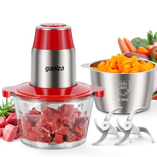 Food Processors with 2 Bowls (Red)