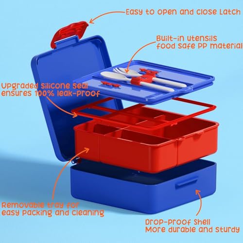 Kids Bento Snack Lunch Box with Thermo Insulated Toddler Lunch Bag