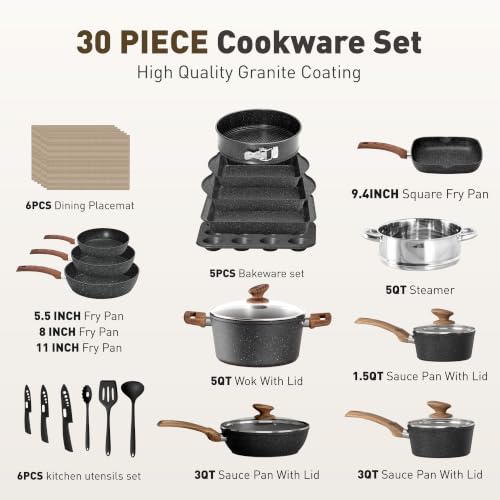 30 Pcs Pots and Pans (30-piece / Black)