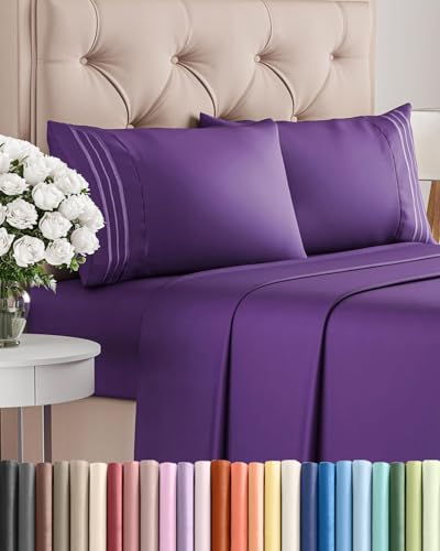 King Size 4 Piece Sheet Set (36 - Purple / King)