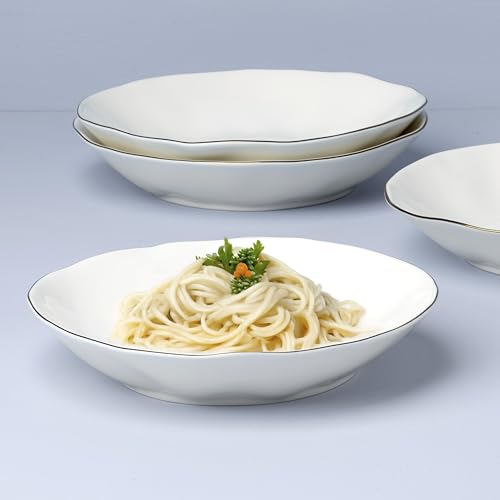 Blue Bay White Porcelain Pasta Bowl Set for 4 (Pasta Bowls, White, Set of 4)