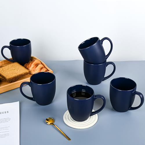 16oz Coffee Mugs Set of 6 (Matte Blue)