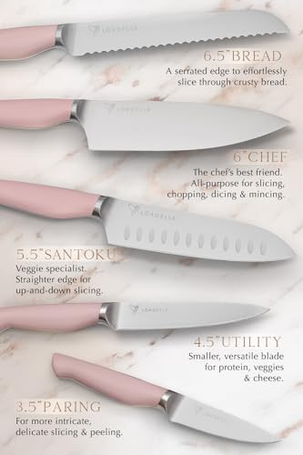 Lordelle 5 Pc Knife Block Set (Rosewood)