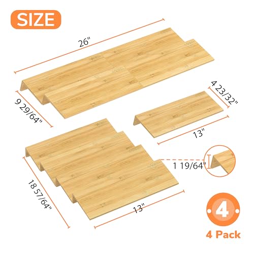 Bamboo Spice Drawer Organizer with Non (4 Count)