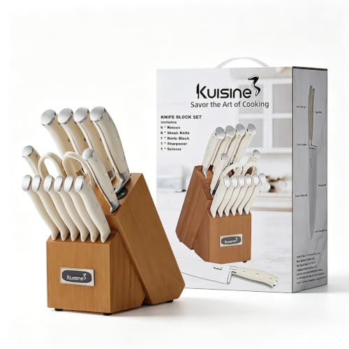 Kitchen Chef Knife Block Set (Pro Acacia Wood / 15 pieces)