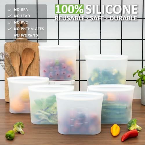 Reusable Silicone Food Storage Bags Quart 4 Pack (Translucent | Small | 4 Pack)