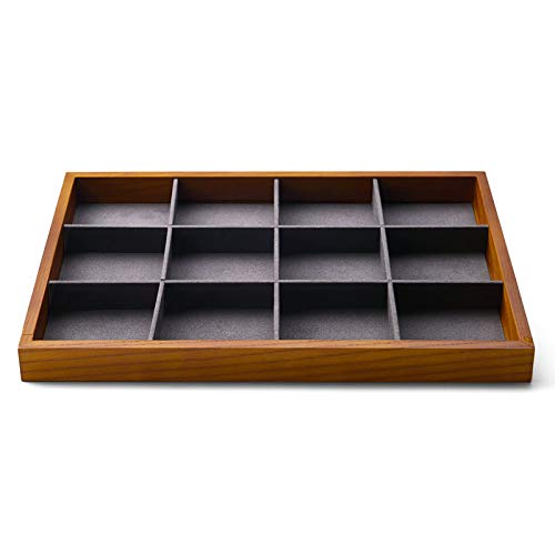Solid Wood Jewelry Tray (Grey 12 grid tray)