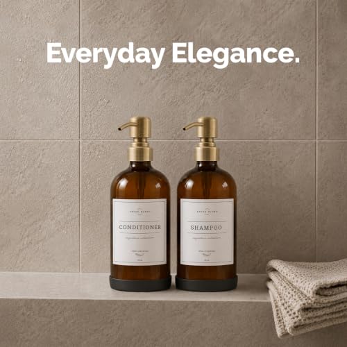 Amber Glass Soap Dispenser (Amber Bottle / Brushed Brass Pump)