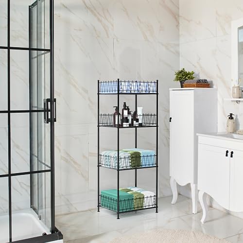 Water Bottle Organizer 4 Tier FreeStanding Water Bottle Holder Storage Rack Floor Metal Drink Soda Can Organizer for Pantry Kitchen Food Storage