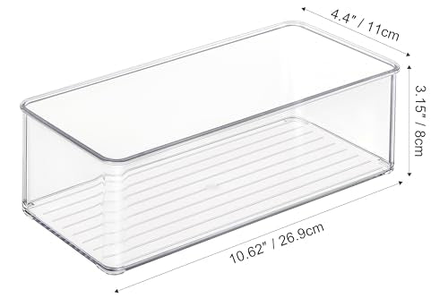 4 PACK Freezer Organizer Bins Clear Stackable Storage Bins for Fridge Organization and Storage (4 Count)