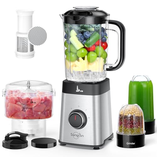 Blenders and Food Processor Combo for Kitchen (1 Large Cup & 2 Cups & 2 Blades & 1 Chopper)