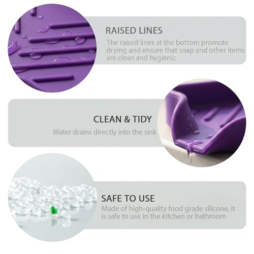 Silicone Soap Dish with Drain Spout (Purple / S(4.9"×3.2"))