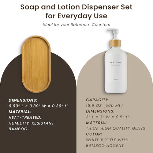 Soap Dispenser Set (White Bottles White Bamboo Pumps)