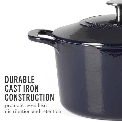 Gatwick 4 Quart Enamel Cast Iron Dutch Oven (Navy Blue / 4-Quart)