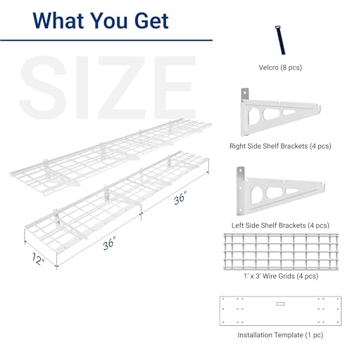 12-inch-by-72-inch Wall Shelf Garage Storage Rack Wall Mounted Floating Shelves,1x6ft,White, 2-Pack, Classic Series (White / 2 pack-1x6 ft)