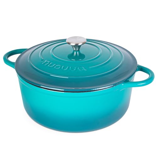 Cast Iron Dutch Oven with Lid (Teal / 7.3-Quart - Deep)
