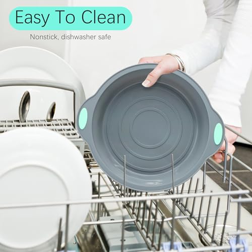 9 Inch Silicone Round Cake Pans (2-Pack 9-Inch Round Cake Pan / Light Grey)