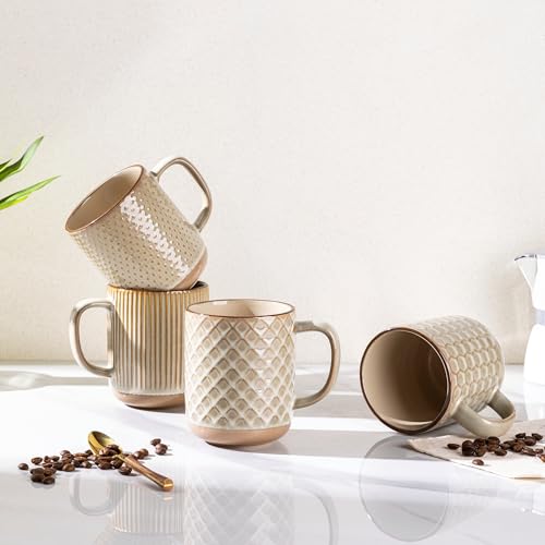Coffee Mugs Set of 4 (Pale Khaki / Set of 4 (12 Ounces))