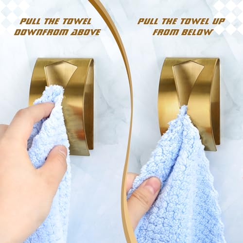 4 Pcs Self Adhesive Kitchen Towel Hook Holder (Gold)