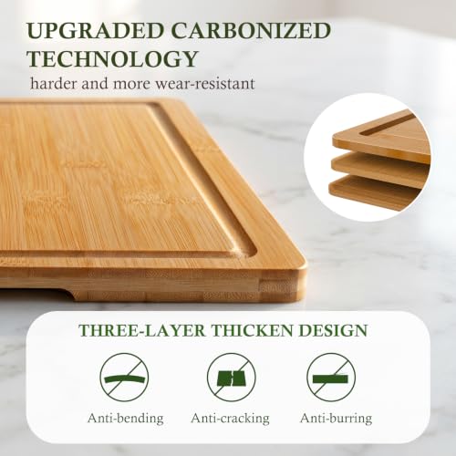 Bamboo Cutting Boards for Kitchen (Natural Bamboo)
