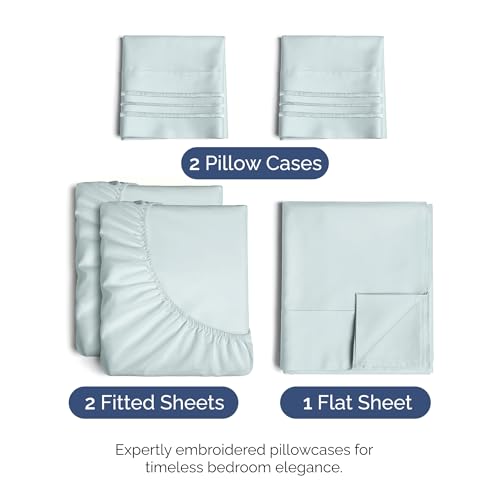 Split King Size 5 Piece Sheet Set (23 - Ice Blue / Split King Size)