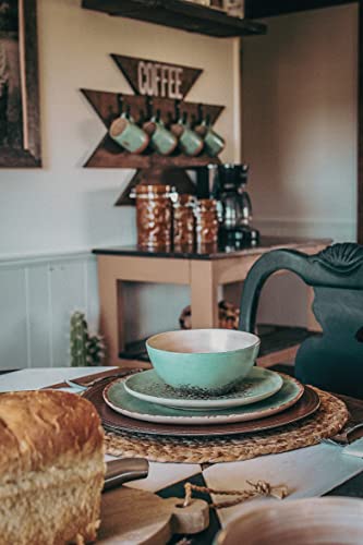 Patina Turquoise 16 Piece Ceramic Southwestern Rustic Cabin Dinnerware Set with Plates (Patina / 16 Piece)