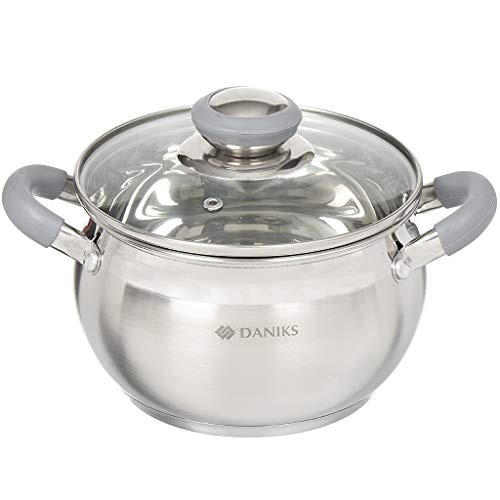 Modern 4 Quart Stainless Steel Stock Pot with Glass Lid (4 Qt)