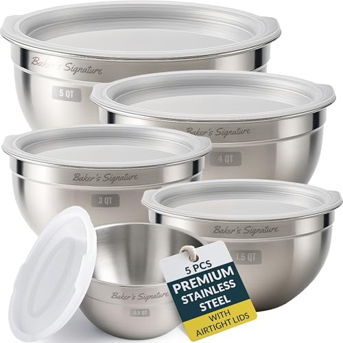 Stainless Steel Mixing Bowls with Lids Set of 5 (5 Count)