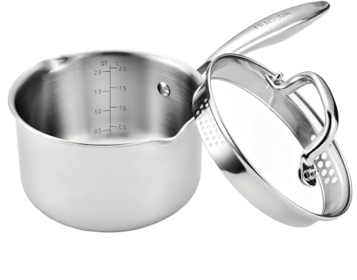 1.0 Quart Stainless Steel Pot Saucepan with Glass Strainer Lid (1.0 Quarts)