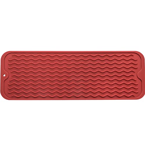 Silicone Dish Drying Mat for Multiple Usage (Red / 17"L x 6"W)