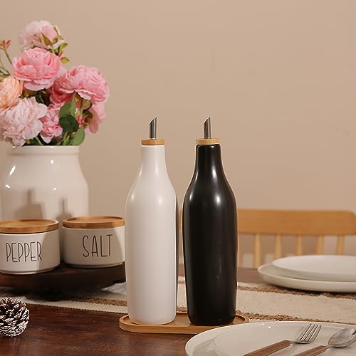 Olive Oil and Vinegar Dispenser Set (Black White&Tary)