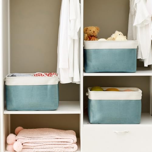 Organization and Storage Basket for Organizing (White&Green / Large Cube-2 Pack)