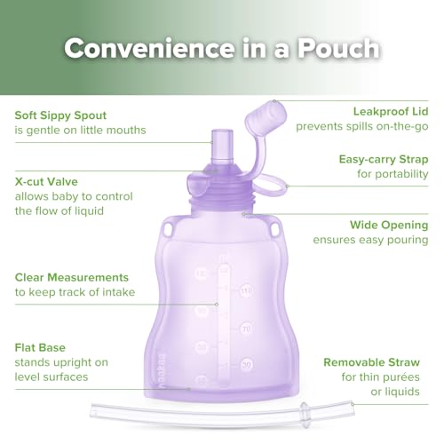 Refillable Silicone Baby Food Pouch (Lavender / 4-Pack)