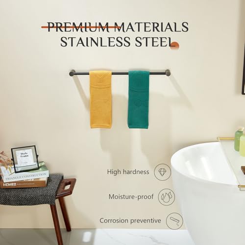 Bathroom Towel Rack Wall Mounted 24'' Bath Towel Bar Holder for Bathroom Hardware Accessories Oil Rubbed Bronze Stainless Steel (Oil Rubbed Bronze / 24-Inch)