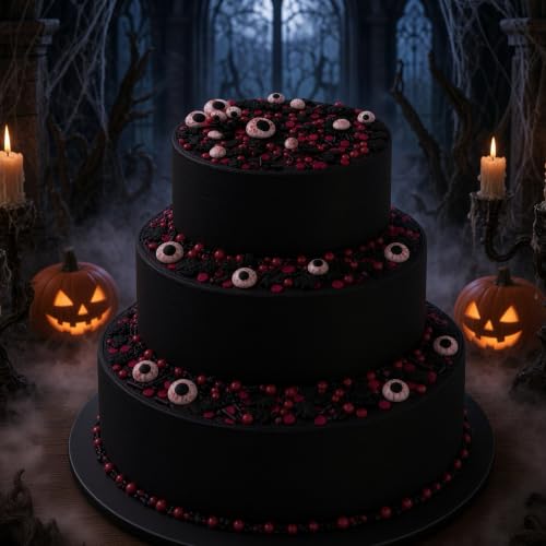 Red & Black Spiders Eyes Sprinkles Mix Size Halloween Themed Cake Decorations Cupcake Toppers Perfect for Wedding Valentine Supplies 4.58OZ (Red&Black-Spider&Eyes&Bats)