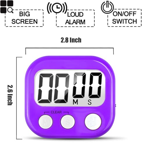 Digital Kitchen Timers for Cooking (Purple)