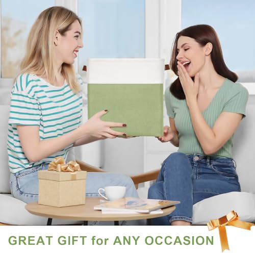 13x13 Cube Storage Bins (Green / Off-White / Cube - 13"x13"x13")