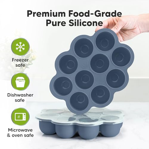 Silicone Food Freezer Trays with Lid (Slate)