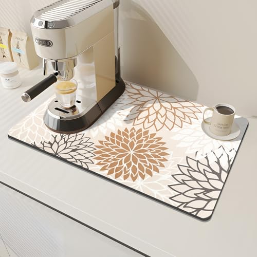 2Pcs Dish Drying Mat & Sink Splash Guard (Brown / 12" X 20" + 24" X 5.5")