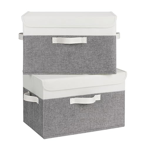 Memory Keepsake Storage Box (White/Gray / Large-2 Pack)