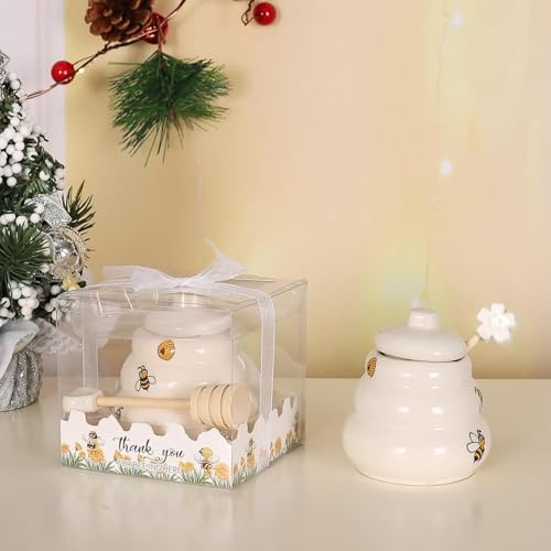Ceramic Bee Happy Honey Pot with Dipper