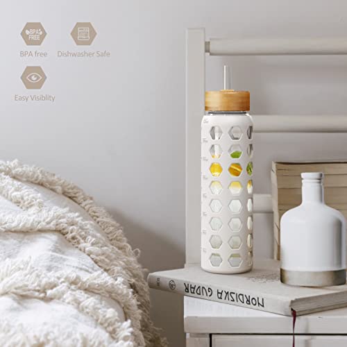 24oz Glass Water Bottle (White / 24 Ounces)