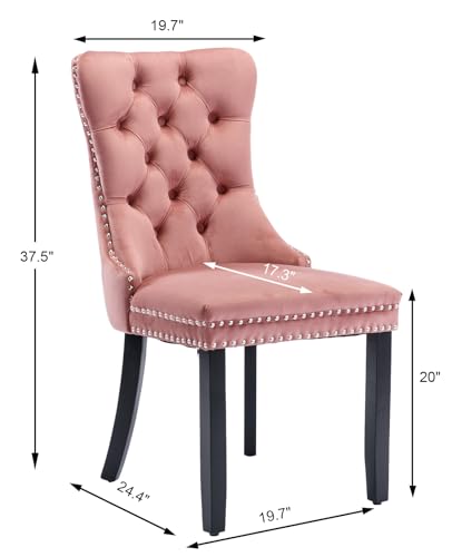 Pink Velvet Dining Chairs Set of 2