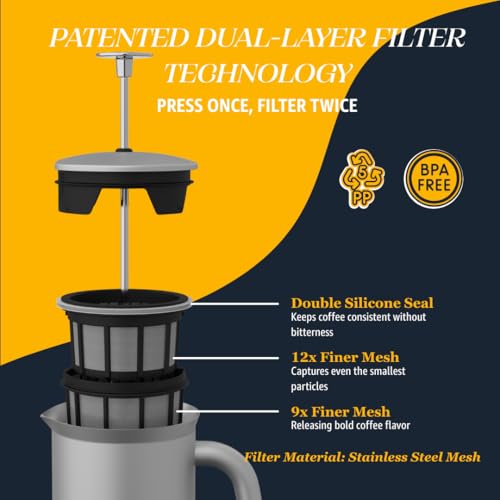 P7 French Press (32 oz / Brushed Stainless Steel)