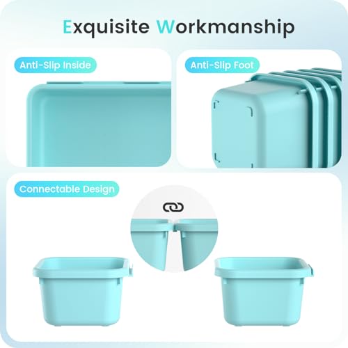 Military Grade】 Drawer Organizer for Vanity Bathroom Makeup Desk (Blue)