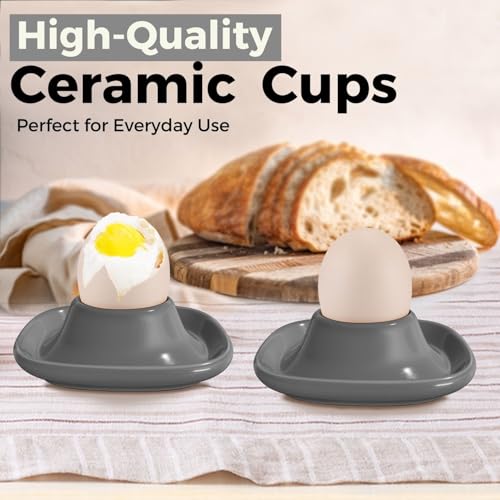 Soft Boiled Egg Cups (4 Pack / Square Style, Gray)