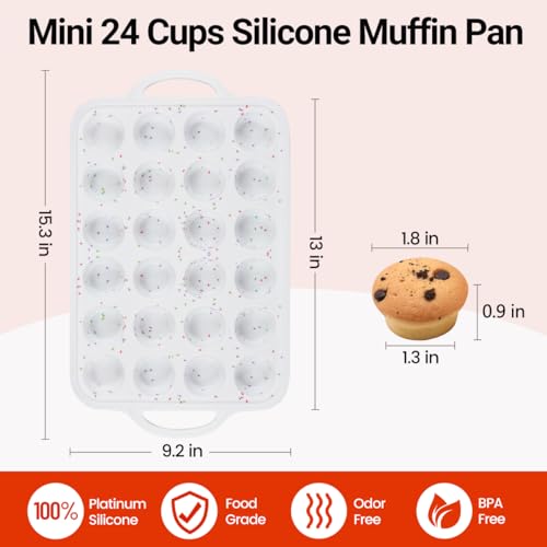 Silicone Mini Muffin Pan (White Confetti / 24-Cup Mini)