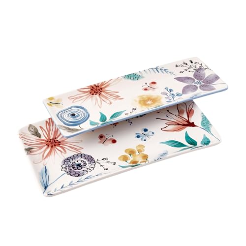 Blossom Symphony Ceramic 14 inch Rectangular Serving Platter (Blossom Symphony)