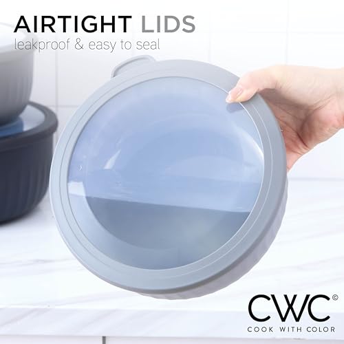 Prep Bowls with Lids (Black/White / 12 Piece Set - Wide Bowls)