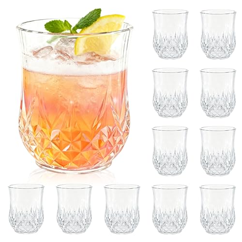12 Pack Plastic Stemless Wine Glasses (12oz-transparent)